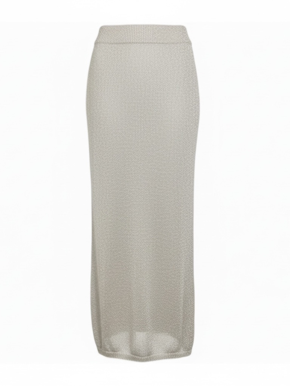 Metallic Knit Maxi Skirt Champagne Shimmer Stretch Waist Size Small